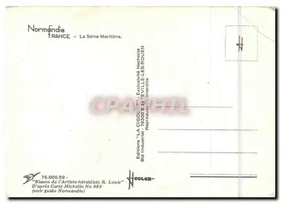 Normandie — A Seine-Marítima — Editora: Editions LA CIGOGNE, n° 76.000.59 — Verso