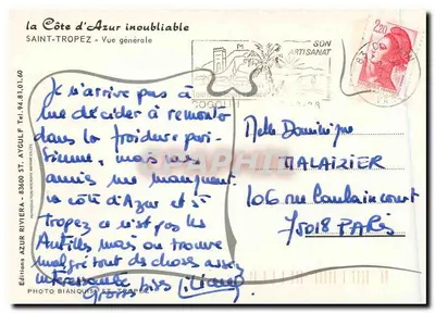 Saint-Tropez — Vista geral — Edições AZUR RIVIERA — Verso