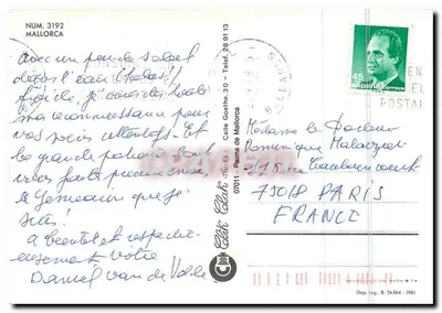 Mallorca — paisagem, praia, sol — editor Cula Egros, n°3192 — Verso