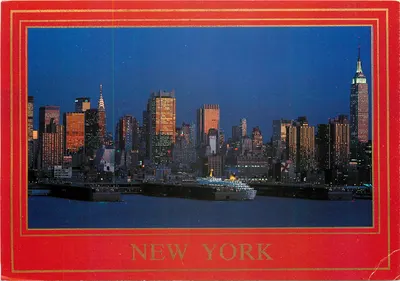 Nova Iorque — vista noturna do Midtown Manhattan e dos piers do rio Hudson — editor Alfred Monterer Inc.