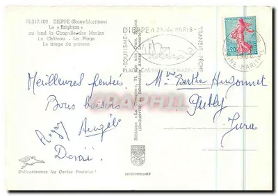 Dieppe — Porto, castelo, praia e triagem do peixe — Edições « La Chappelle des Marins » — Verso
