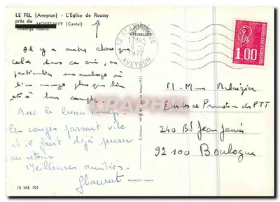 Le Fel (Aveyron) — A Igreja de Roussy perto de Montsalvy (Cantal) — Éditions Naturelles — Verso