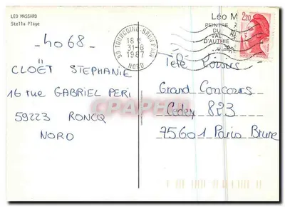 Praia de Stella — vista costeira — Léo Massard, editor desconhecido, número de série não visível — Verso