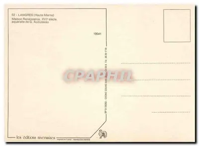 Langres — Dom z epoki renesansu, XVI wiek — wydawnictwo nivernais — Rewers