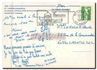 Langres — Mury obronne, brama Urzędu Miasta i fontanna św. Didier — Wydawnictwo niwernaskie — Rewers