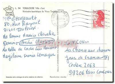 Toulouse — Itinerário turístico do Velho Toulouse — Edição F. LOUDATIÈRES — Verso