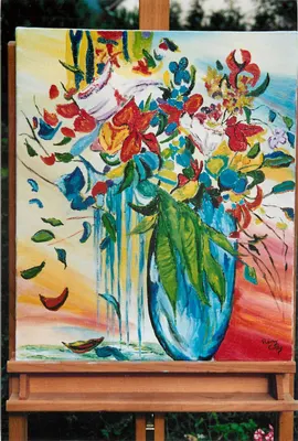 Natureza morta com flores — pintura em tela — Rémny Collay