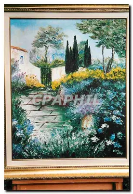 Jardim provençal — pintura a óleo — assinada 'Rimy de Cay'