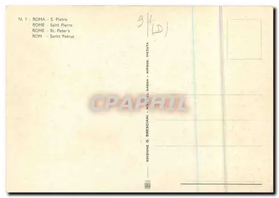 Plac Saint-Pierre w Rzymie — widok z bazyliki i kolumny — rysunek Nello Tainimonti — Rewers
