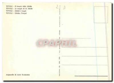 Tivoli - O templo da Sibila — reprodução — Éditions Aldo Raimondi, Via M. Rai, Roma — Verso
