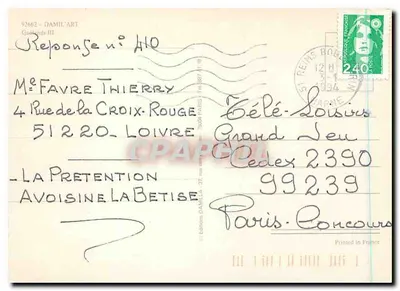 Pôr do sol — pássaros em voo — Edições DAMIL'ART, n° 410 — Verso