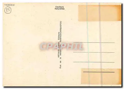 Vendée — Carta postal ilustrada com mapa da região — Editor ARTAUD Frères, Nantes — Verso