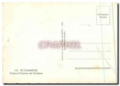 Croix e Cabanes de Gardians — EM CAMARGUE — Sociedade das Cartas Postais APA-POUX — ALBI — Verso