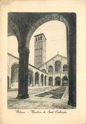 Milão — Basílica de São Ambrogio — gravura — editor não visível