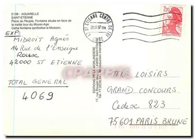 Fontaine do Povo — Saint-Étienne — C. Laurentcin — Verso