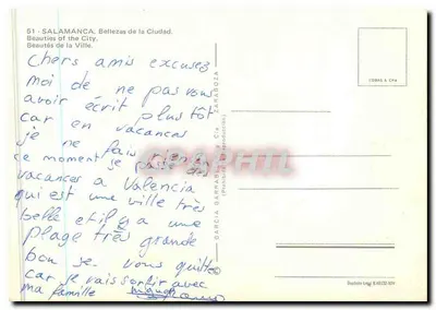 Salamanca — Piękne krajobrazy i zabytki — wydawca García García & Cía. — Rewers