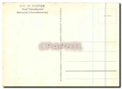 Albergo Nidwaldnerhof — Beckenried (Lago di Vierwaldstättersee) — STAMPA DI J. KLEINER — Verso