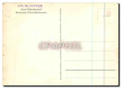 Widok na jezioro Vierwaldstättersee — góry na tle — wydawca J. Kleiner, Buchdruckerei — Rewers