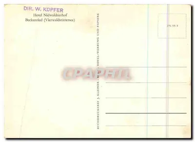 Hotel Nidwaldnerhof — Beckenried (Vierwaldstättersee) — editor J. Kleiner, Berne — Verso