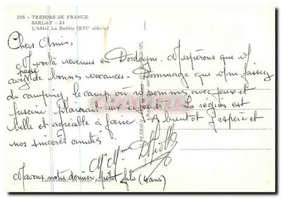 Sarlat - O hotel La Boétie (século XVI) — Tresors de France, n° 205 — Verso