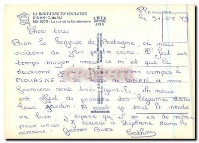 Dinan — rue de la Cordonnerie — Éditions d'Art JOS — Verso