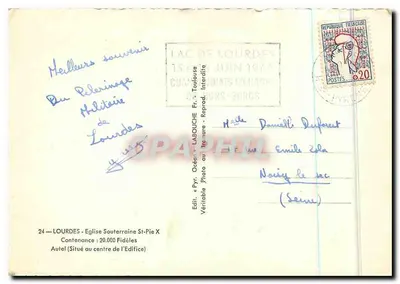 Église souterraine Saint-Pie X — Autel — Éditeur LABOUCHE — Verso