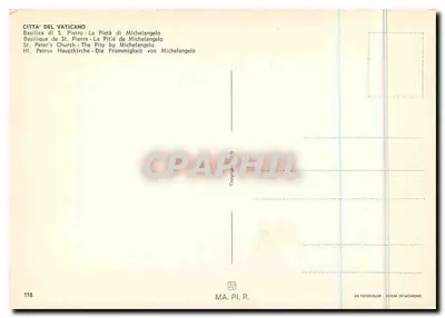 A Pietà de Michelangelo — Basílica de São Pedro — editor MA.PI.R. n°118 — Verso