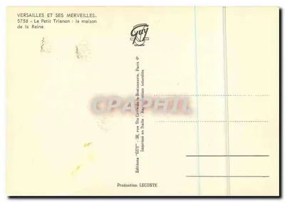 O Petit Trianon — casa da Rainha — Edições Guy — Verso