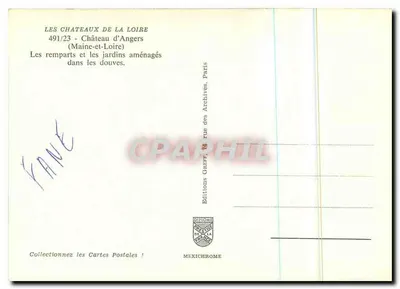 Zamek w Angers — Zamek i ogrody wyłożone w kanalizacjach — Wydawnictwo Gréff, Paryż — Rewers