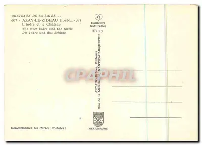 Azay-le-Rideau — Castelo sobre o rio Indre — AS Cores Naturais n°607 — Verso