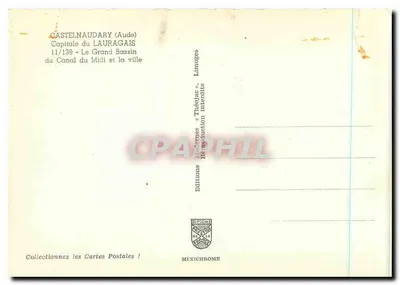 Castelnaudary (Aude) — Stolica Lauragais — Kanał Midi i miasto — Wydawnictwo Médonnes — Rewers