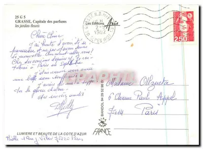 Grasse — Pomnik upamiętniający zmarłych — Wydawnictwo Aris — Rewers