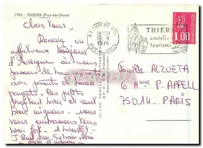 Thiers — Hoofdstad van het meswerk — uitgever Thiers Tourisme, n° 1792 — Achterkant