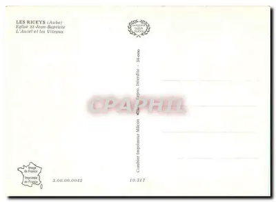 Les Riceys (Aube) — Kościół św. Jana Chrzciciela, ołtarz i szyby — wydawca Combier, Mâcon — Rewers