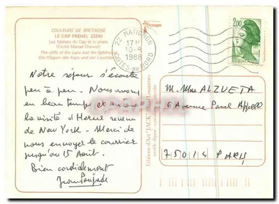 O Cabo Fréhel — vista aérea do farol e das falésias — Éditions d'Art 'Jack' Louanne — Verso