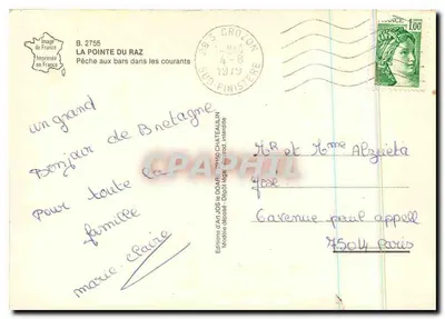 La Pointe du Raz — Rybałówka w prądach — Éditions d'Art Jos Le Doare — Rewers