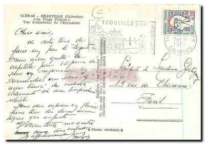 A Cegonha — Vista geral da Esplanada — Edições do Urso, Trouville-sur-Mer — Verso