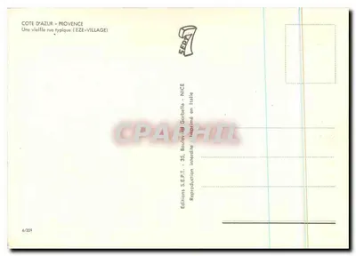 Stara typowa ulica — Eze-Village — Éditions S.E.P.T., Nice — Rewers