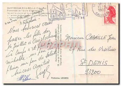 Ouistreham-Riva-Bella — Passeio da escola de equitação, cassino e porto de pesca — Edição LE COUBET — Verso