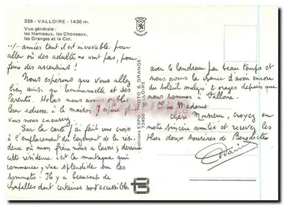 Valloire — Ogólny widok: osady, Chozeaux, Granges i Przełęcz — wydawnictwo EXPO B. GRANGE — Rewers
