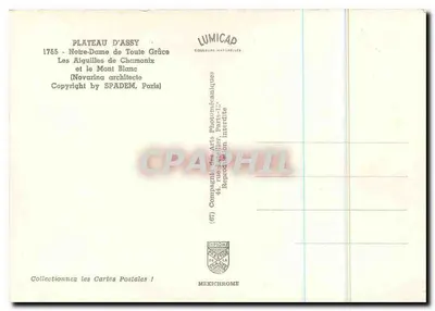 Plateau d'Assy — Najświętsza Maryja Panny Wszystkiej łaski — wydawca LUMICAP — Rewers