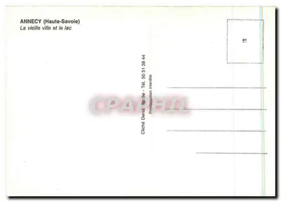 Annecy (Haute-Savoie) — A velha cidade e o lago — Cliché Denis Méaille, n° 50 51 38 44 — Verso