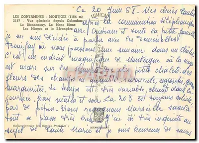 Les Contamines - Montjoie — Ogólny widok z Colombaz (1164 m) — Wydawca MENSCHROME — Rewers