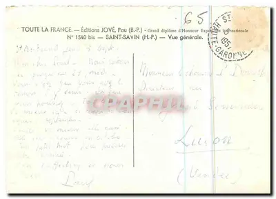 Saint-Savin (H.P.) — Visão geral — Edições Jové, Pau (B.P.) — Verso