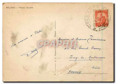 Milão - Piazza Duomo — editor S.A. Magazzini Standa, número de série não visível — Verso