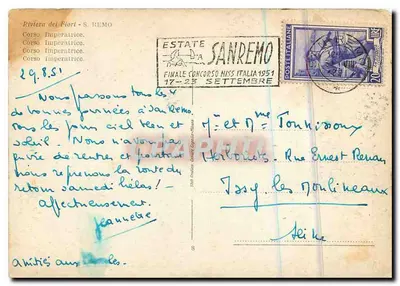 Sanremo — Riviera dei Fiori — wydawca nieznany, numer serii nie widoczny — Rewers