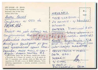 São Roque - SP - Brasil — Widok panoramiczny miasta — wydawca Meurádio, seria CCCE-SSB 5000 — Rewers