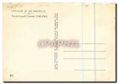 Palácio do Petit Trianon — Versailles — editor André Leconte, n° 832 — Verso