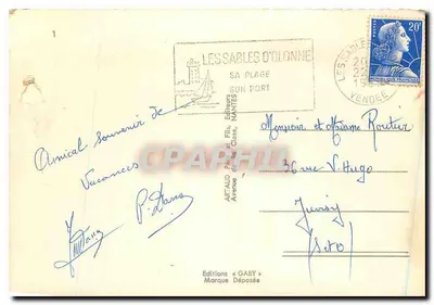 Les Sables-d'Olonne — widok panoramiczny i kostium sablais — Éditions Gaby — Rewers