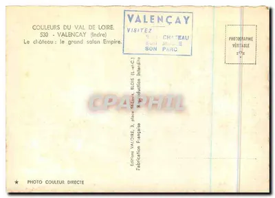Duży salon Empire — Zamek Valencay — Wydawnictwo Valoire — Rewers